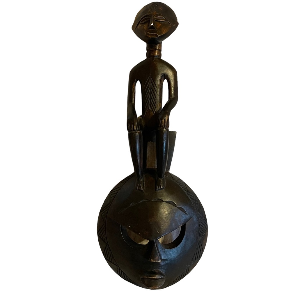 Unique African Tribal Hand-Carved Mask Statue Totem Wooden Sculpture Africa Art